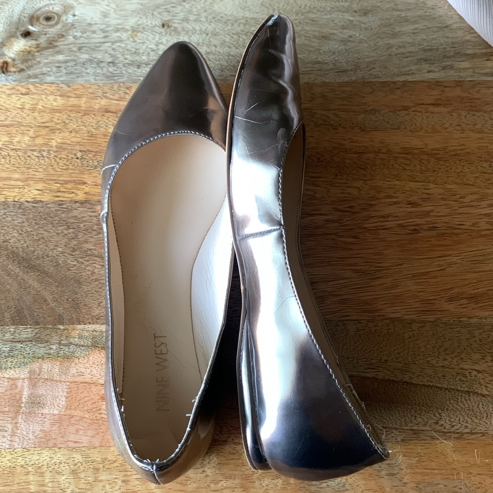 Nine West silver pointed flats 6 6M - Picture 6 of 14